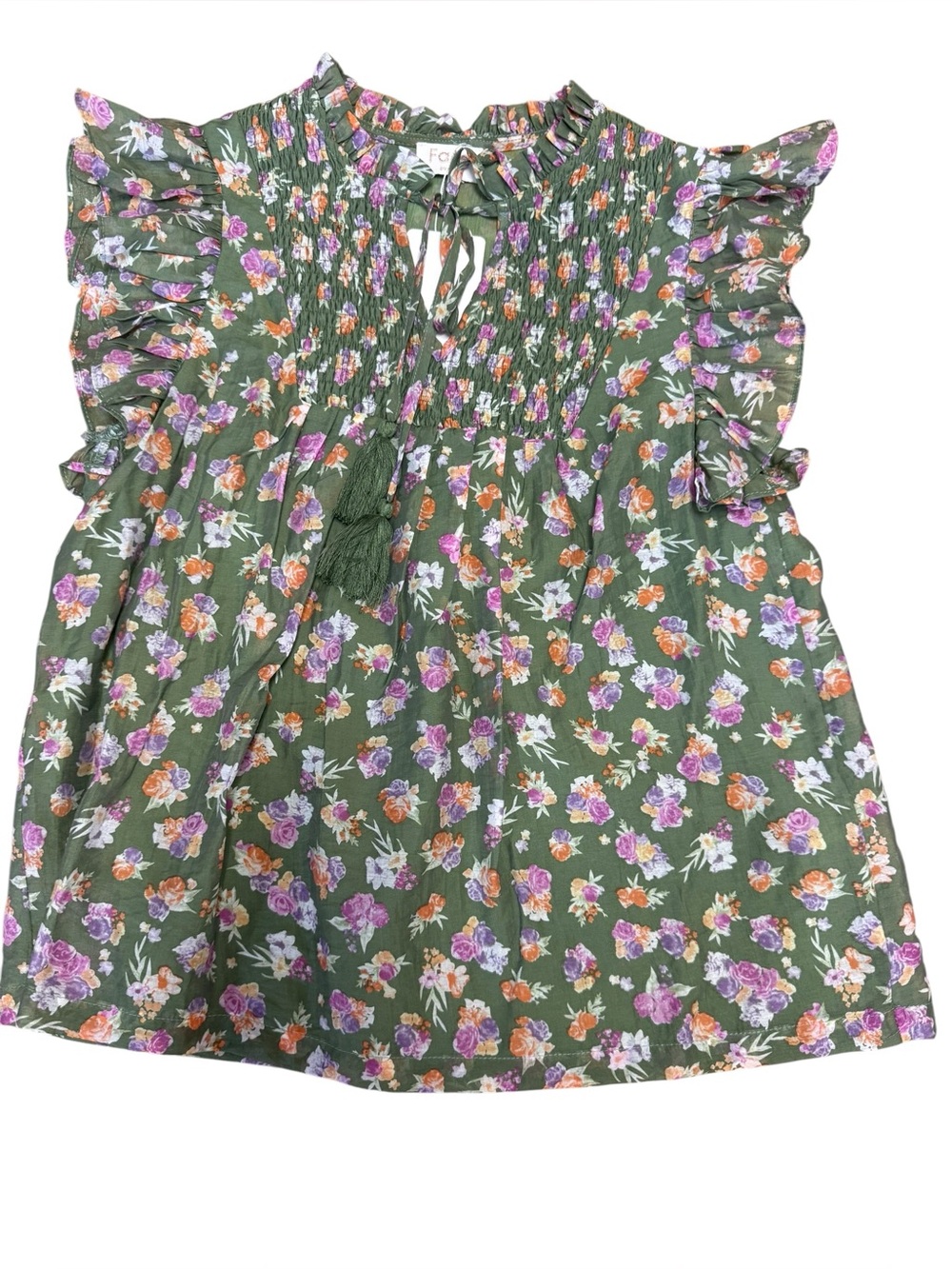 Fate Green Floral Blouse Size S NWT